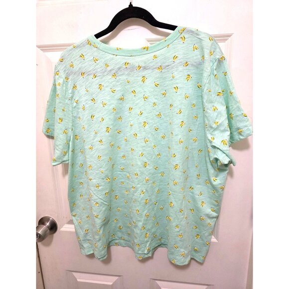 Old Navy Womens Mint Green Banana Print Everywear T-Shirt 2X 100% Cotton - Picture 3 of 6